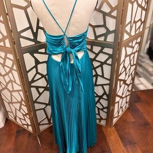 Aries Pleated Open-Back Maxi Dress